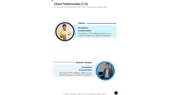 Business Project Research Survey Proposal Client Testimonials One Pager Sample Example Document Business Project Research Survey Proposal Client Testimonials One Pager Sample Example Document
