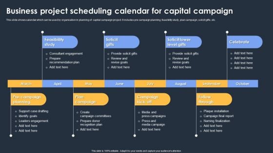 Business Project Scheduling Calendar For Capital Campaign Themes PDF