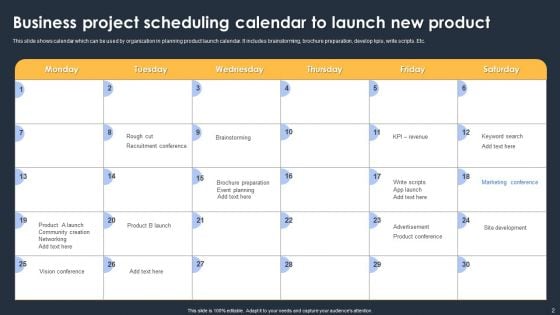Business Project Scheduling Calendar Ppt PowerPoint Presentation Complete Deck With Slides