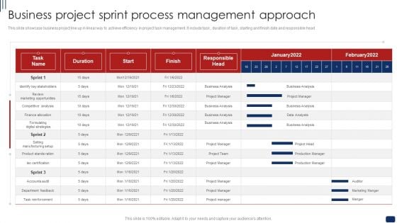 Business Project Sprint Process Management Approach Ppt Pictures PDF