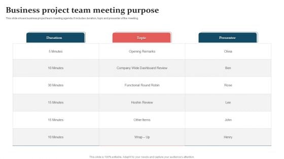 Business Project Team Meeting Purpose Introduction PDF Business Project Team Meeting Purpose Introduction PDF