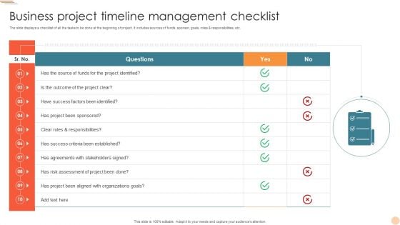 Business Project Timeline Management Checklist Introduction PDF