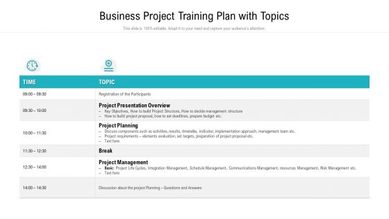 business project training plan with topics ppt portfolio examples pdf business project training plan with topics ppt portfolio examples pdf