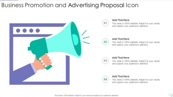 Business Promotion And Advertising Proposal Icon Themes PDF