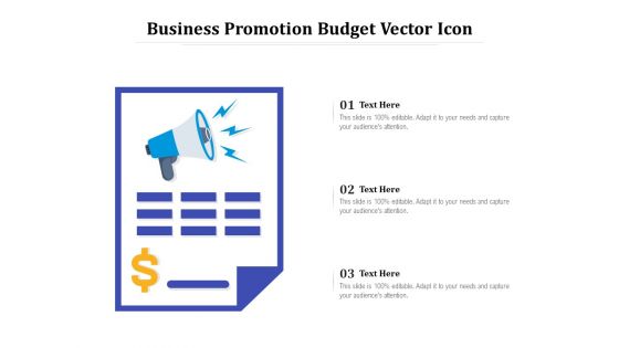 Business Promotion Budget Vector Icon Ppt PowerPoint Presentation Infographics Grid PDF
