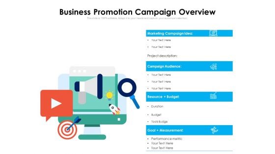 Business Promotion Campaign Overview Ppt PowerPoint Presentation Icon Model PDF