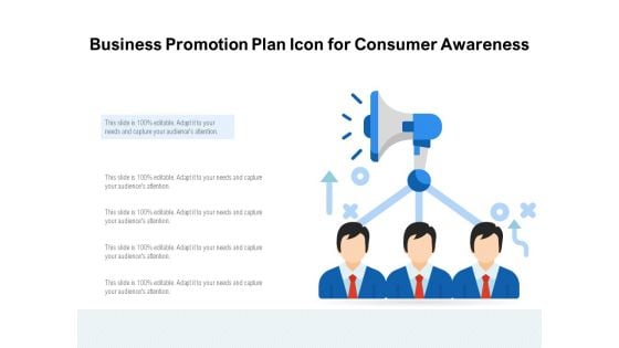 Business Promotion Plan Icon For Consumer Awareness Ppt PowerPoint Presentation File Graphic Images PDF