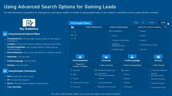 Business Promotion Using Linkedin Using Advanced Search Options For Gaining Leads Slides PDF Business Promotion Using Linkedin Using Advanced Search Options For Gaining Leads Slides PDF