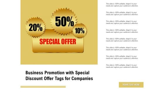 Business Promotion With Special Discount Offer Tags For Companies Ppt PowerPoint Presentation Ideas Demonstration PDF