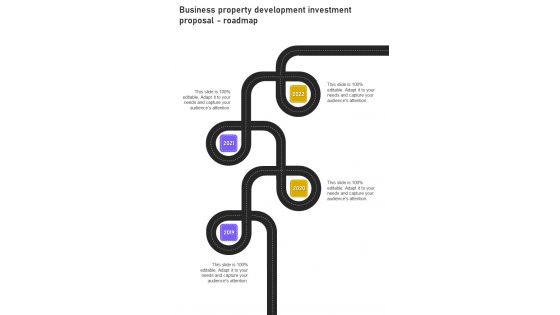 Business Property Development Investment Proposal Roadmap One Pager Sample Example Document Business Property Development Investment Proposal Roadmap One Pager Sample Example Document