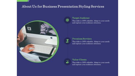 Business Proposal About Us For Business Presentation Styling Services Clients Elements PDF