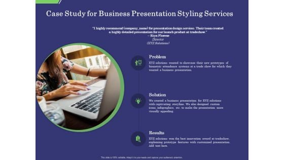 Business Proposal Case Study For Business Presentation Styling Services Ppt Summary Show PDF