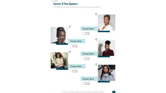 Business Proposal For Counseling Services Current And Past Sponsors One Pager Sample Example Document Business Proposal For Counseling Services Current And Past Sponsors One Pager Sample Example Document