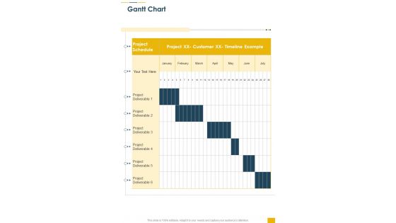 Business Proposal For Counseling Services Gantt Chart One Pager Sample Example Document