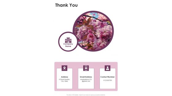 Business Proposal For Event Florist Enterprise Thank You One Pager Sample Example Document