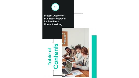 Business Proposal For Freelance Content Writing Table Of Contents One Pager Sample Example Document