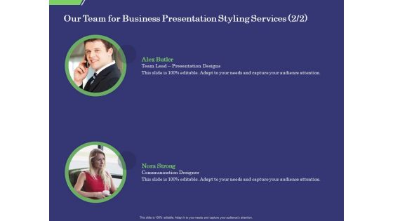 Business Proposal Our Team For Business Presentation Styling Services Communication Structure PDF