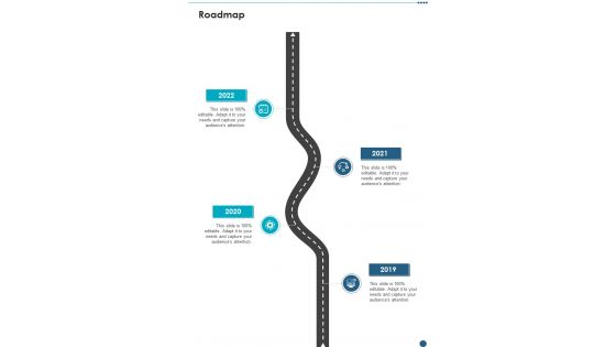 Business Proposal To Raise Funding From Angel Investor Roadmap One Pager Sample Example Document Business Proposal To Raise Funding From Angel Investor Roadmap One Pager Sample Example Document