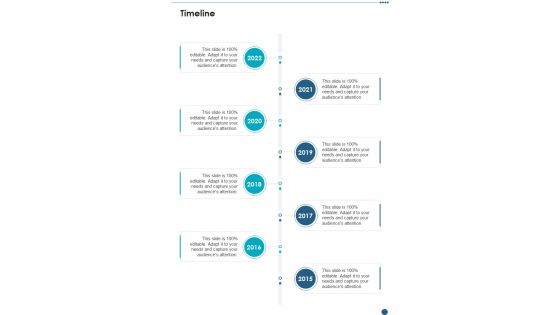 Business Proposal To Raise Funding From Angel Investor Timeline One Pager Sample Example Document