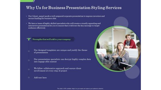 Business Proposal Why Us For Business Presentation Styling Services Ppt Summary Good PDF