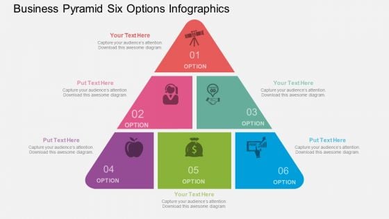 Business Pyramid Six Options Infographics Powerpoint Template