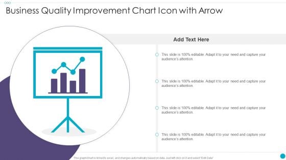 Business Quality Improvement Chart Icon With Arrow Graphics PDF