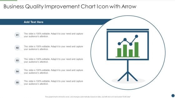 Business Quality Improvement Chart Icon With Arrow Slide Pictures PDF