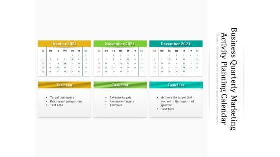 Business Quarterly Marketing Activity Planning Calendar Ppt PowerPoint Presentation Gallery Guide PDF