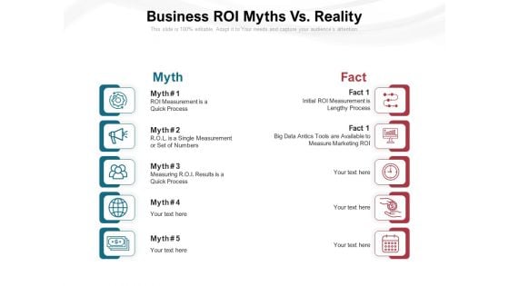 Business ROI Myths Vs Reality Ppt PowerPoint Presentation Gallery Microsoft PDF