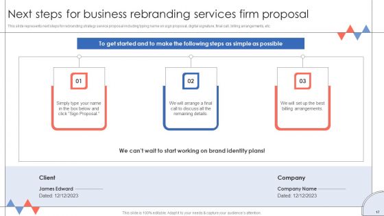 Business Rebranding Services Firm Proposal Ppt PowerPoint Presentation Complete Deck With Slides