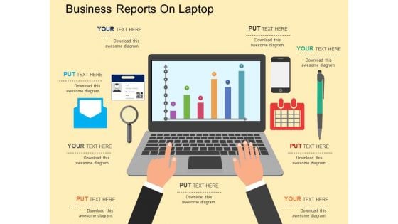 Business Reports On Laptop Powerpoint Template