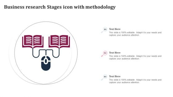 Business Research Stages Icon With Methodology Mockup PDF