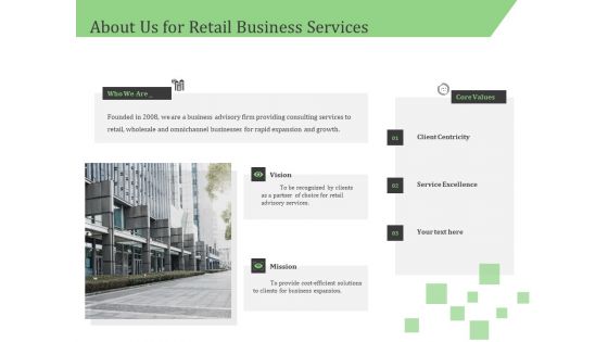 Business Retail Shop Selling About Us For Retail Business Services Brochure PDF