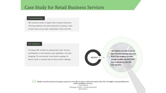 Business Retail Shop Selling Case Study For Retail Business Services Portrait PDF