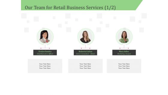 Business Retail Shop Selling Our Team For Retail Business Services Analyst Graphics PDF