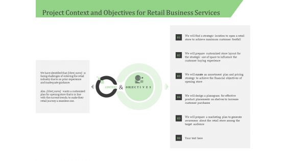 Business Retail Shop Selling Project Context And Objectives For Retail Business Services Formats PDF