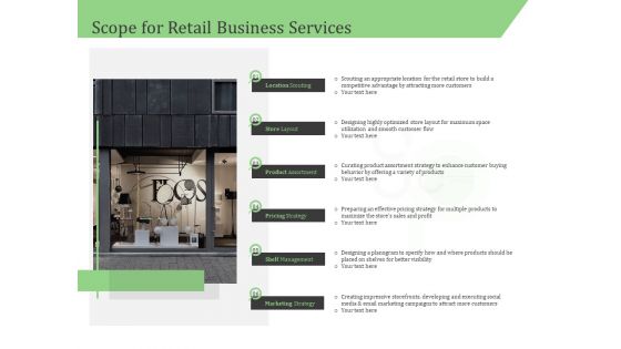 Business Retail Shop Selling Scope For Retail Business Services Slides PDF