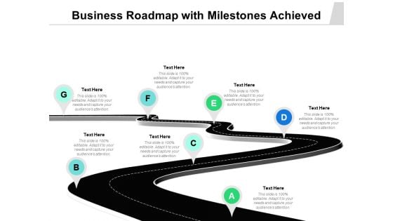 Business Roadmap With Milestones Achieved Ppt PowerPoint Presentation Gallery Ideas PDF