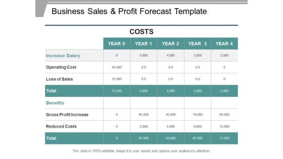 Business Sales And Profit Forecast Template Ppt PowerPoint Presentation Ideas