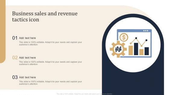 Business Sales And Revenue Tactics Icon Ppt PowerPoint Presentation File Backgrounds PDF