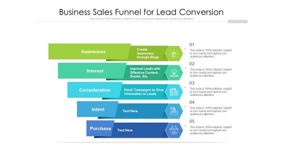 Business Sales Funnel For Lead Conversion Ppt PowerPoint Presentation Ideas Microsoft PDF