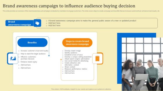 Business Sales Optimization Advertisement Campaign Brand Awareness Campaign To Influence Audience Buying Summary PDF