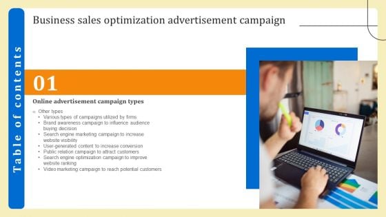 Business Sales Optimization Advertisement Campaign Table Of Contents Introduction PDF