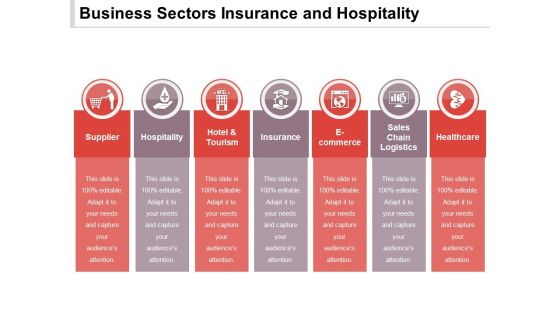 Business Sectors Insurance And Hospitality Ppt PowerPoint Presentation Pictures Styles PDF