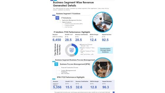 Business Segment Wise Revenue Generated Details Template 140 One Pager Documents