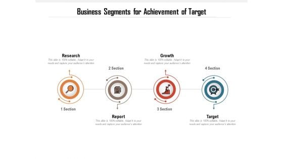 Business Segments For Achievement Of Target Ppt PowerPoint Presentation Gallery Mockup PDF