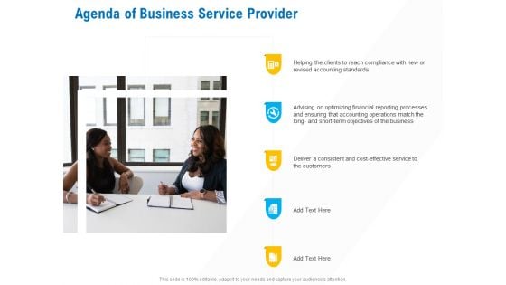 Business Service Provider Agenda Of Business Service Provider Structure PDF