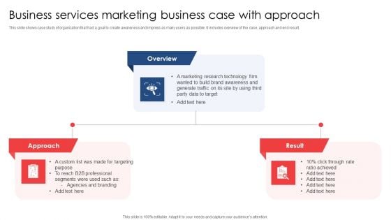 Business Services Marketing Business Case With Approach Ppt Gallery Diagrams PDF