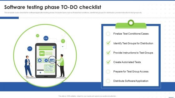 Business Software Playbook Software Testing Phase TO DO Checklist Background PDF