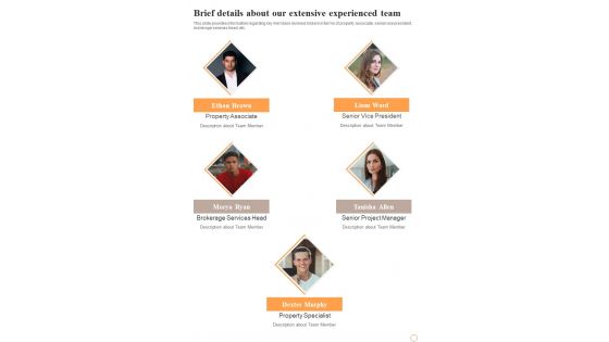 Business Space Rental Brief Details About Our Extensive Experienced One Pager Sample Example Document Business Space Rental Brief Details About Our Extensive Experienced One Pager Sample Example Document